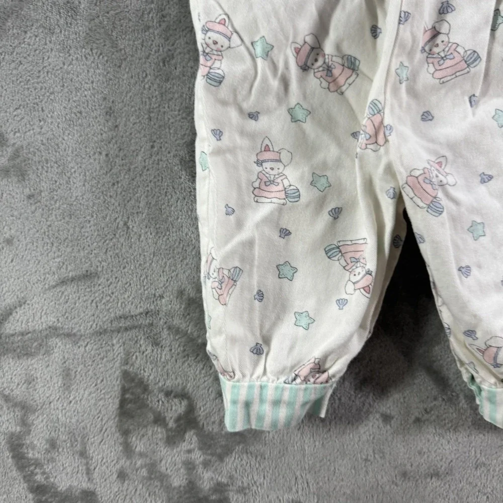Vintage OshKosh‎ B'gosh Overall Girls 0-3 Months White Bunny Easter Vestbak